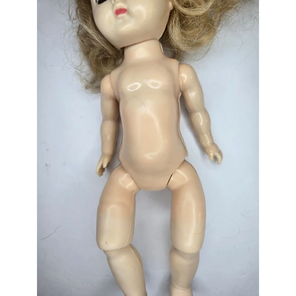 Vintage Plastic Doll Knees Bend Eyes Open and Close Blonde Hair Discoloration